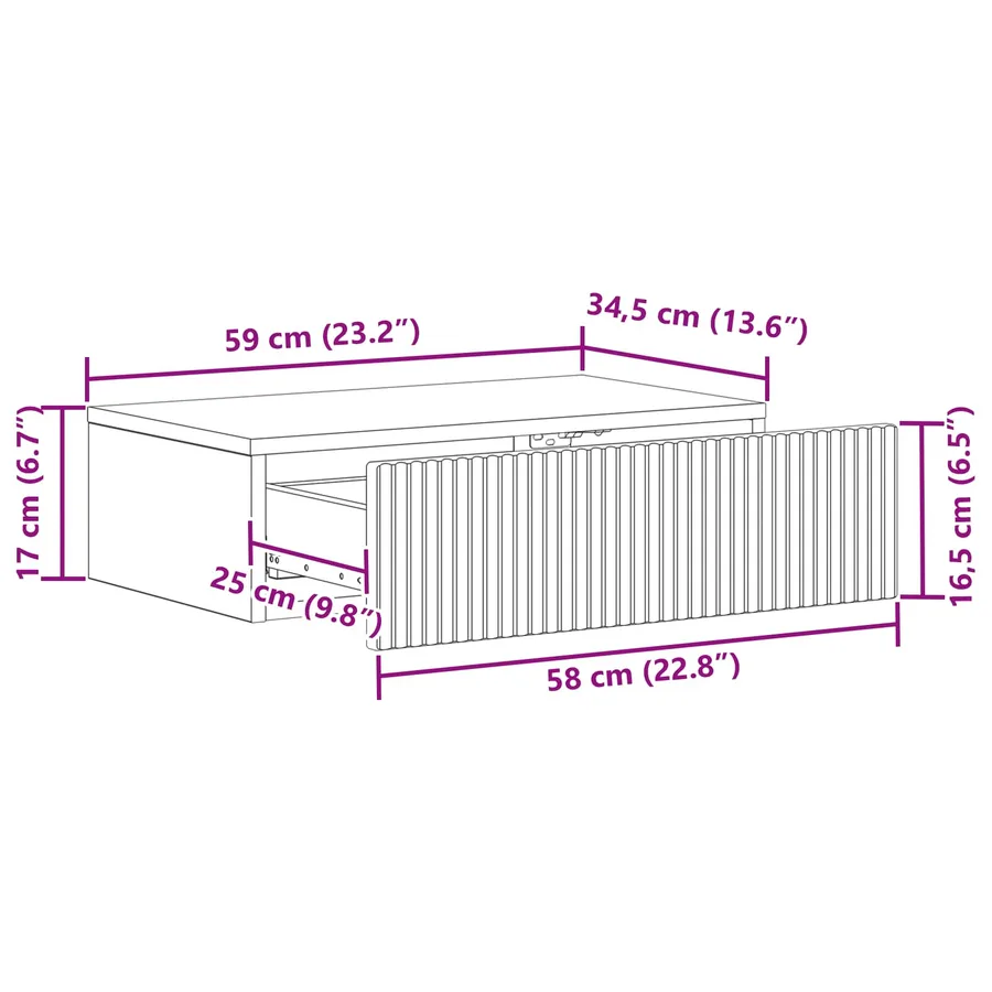 Table d'appoint murale Blanc brillant 59 x 34,5 x 17 cm - 8