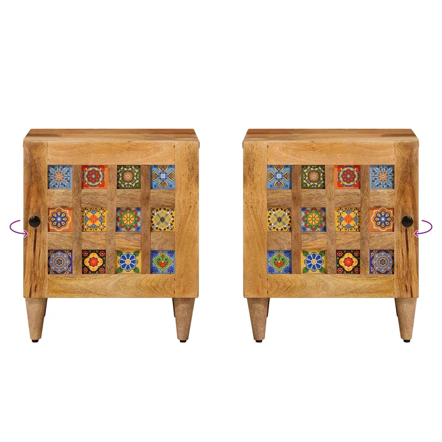 Cabinet de chevet 2 pcs Naturel 40 x 33 x 46 cm - 10