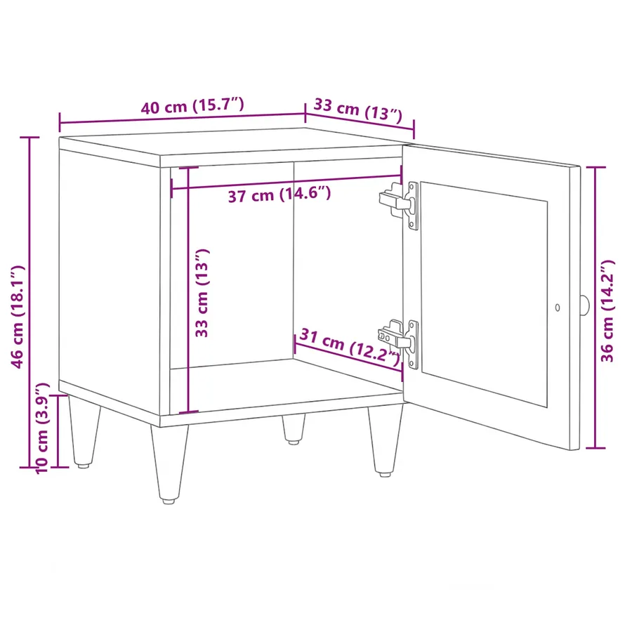 Cabinet de chevet 2 pcs Naturel 40 x 33 x 46 cm - 12
