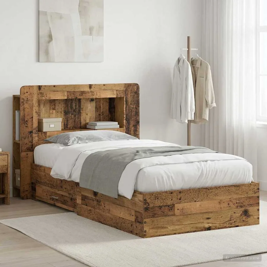 Cadre de lit avec rangement Bois ancien 80 x 200 cm