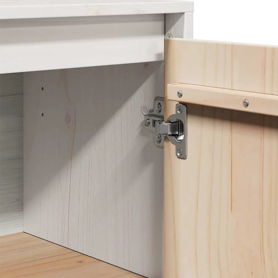 Buffet Blanc 31,5x34x75 cm Bois massif de pin - 11