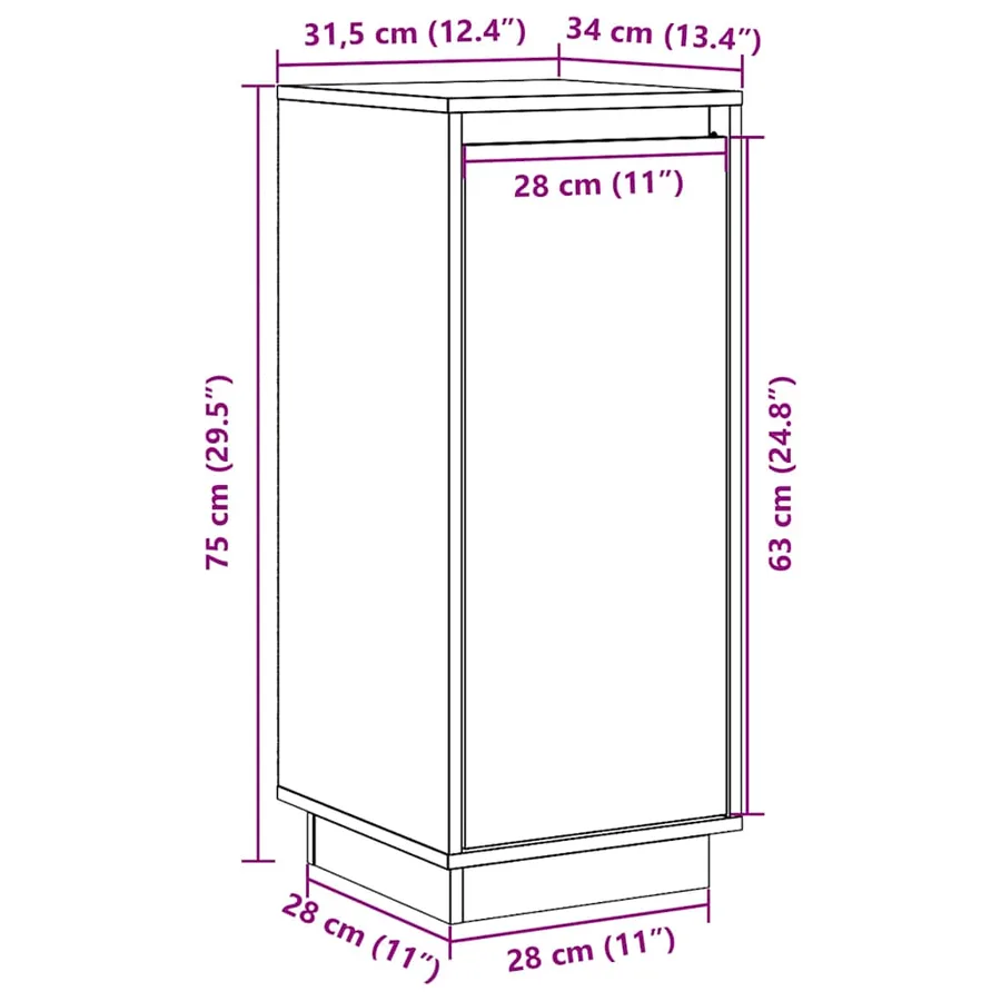 Buffet Blanc 31,5x34x75 cm Bois massif de pin - 14