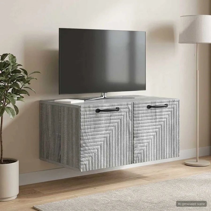 Meuble TV mural Sonoma gris 59,5 x 41 x 30 cm Bois d'ingénierie