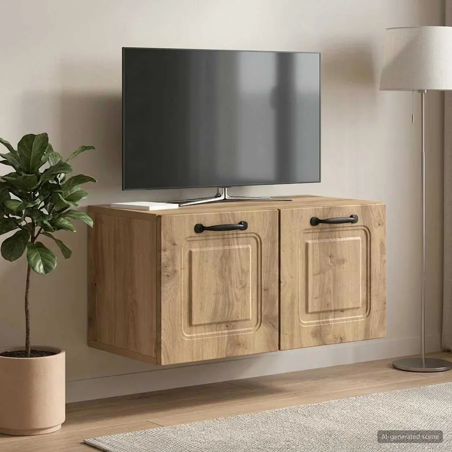 Meuble TV mural 59,5 x 31 x 30 cm Chêne artisanal