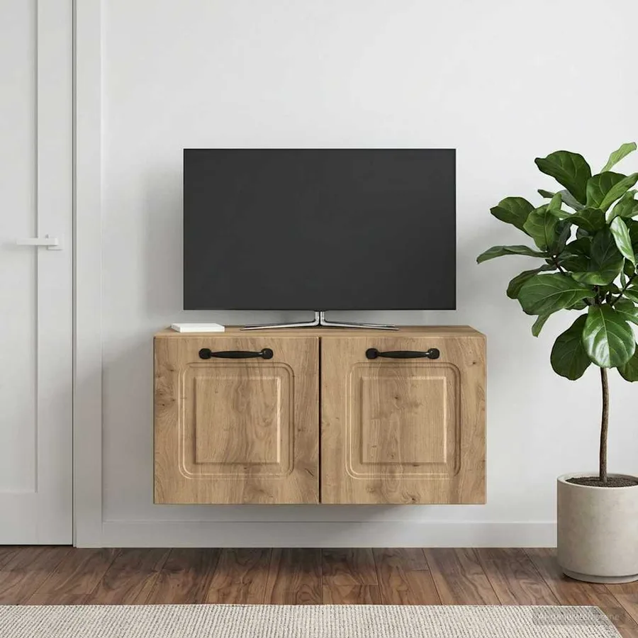 Meuble TV mural 59,5 x 31 x 30 cm Chêne artisanal - 4