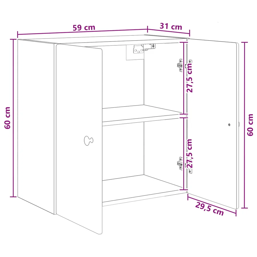 Armoire Murale Noir 59 x 31 x 60 cm Bois d'ingénierie - 8