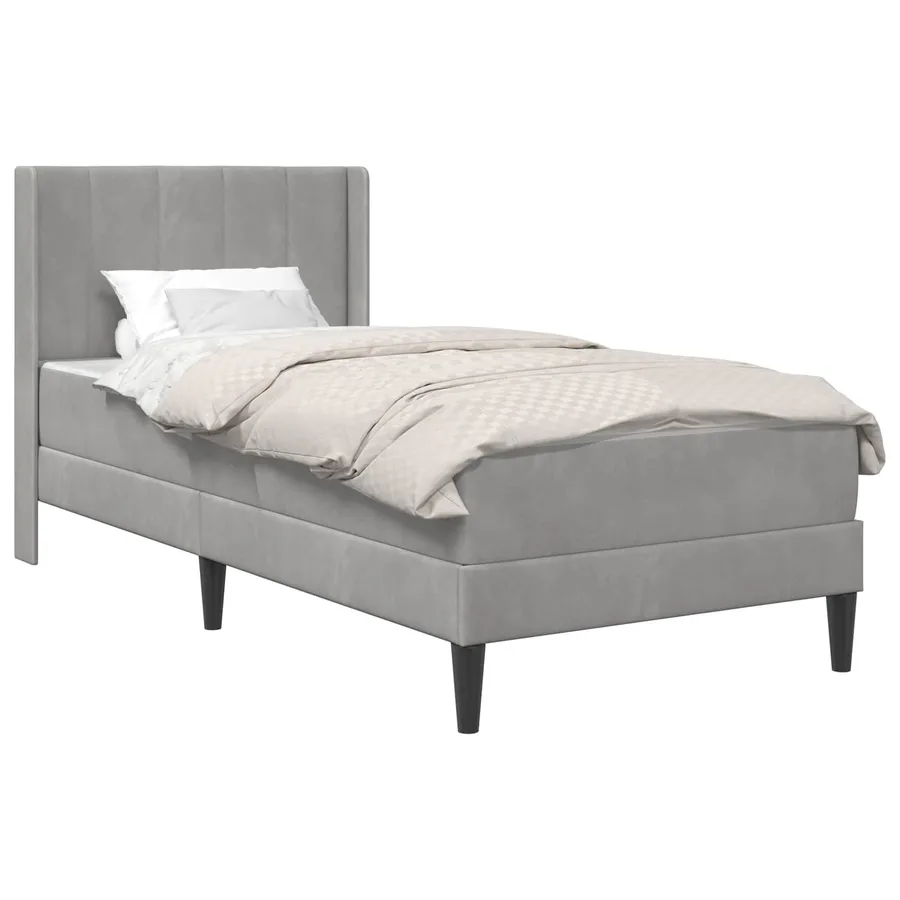 Cadre de lit avec matelas Gris clair 90 x 200 cm Velours - 2