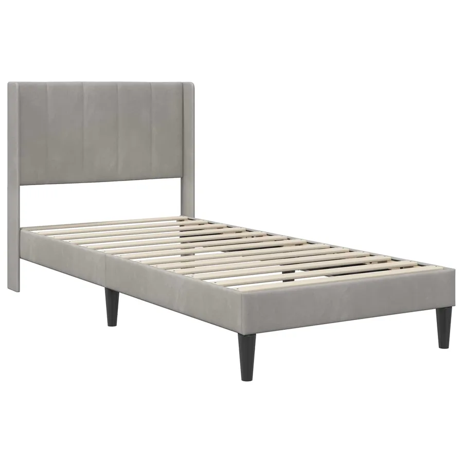 Cadre de lit avec matelas Gris clair 90 x 200 cm Velours - 4