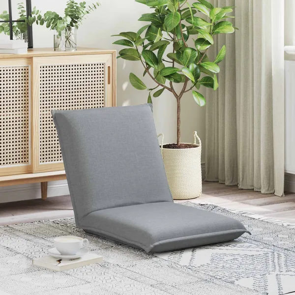 Fauteuil de sol ajustable Gris clair Tissu