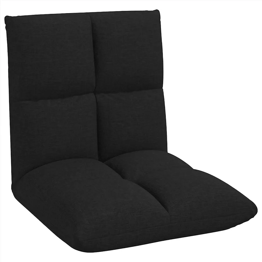 Fauteuil de sol ajustable Noir Tissu - 2