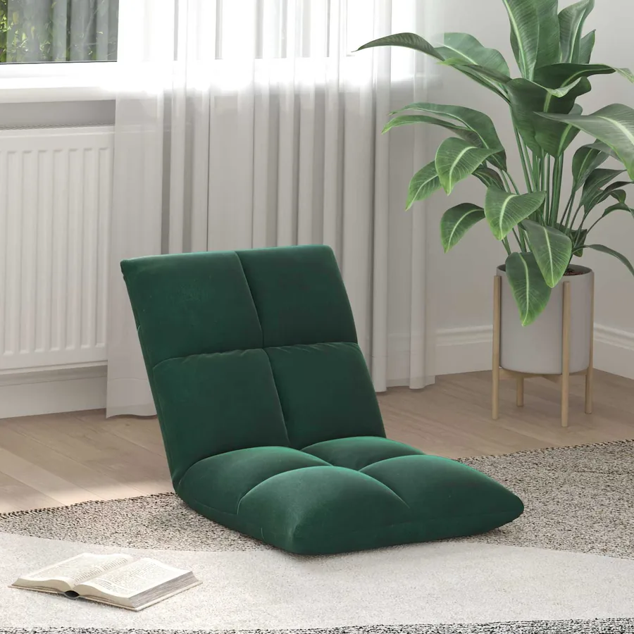 Fauteuil de sol ajustable Vert foncé Velours