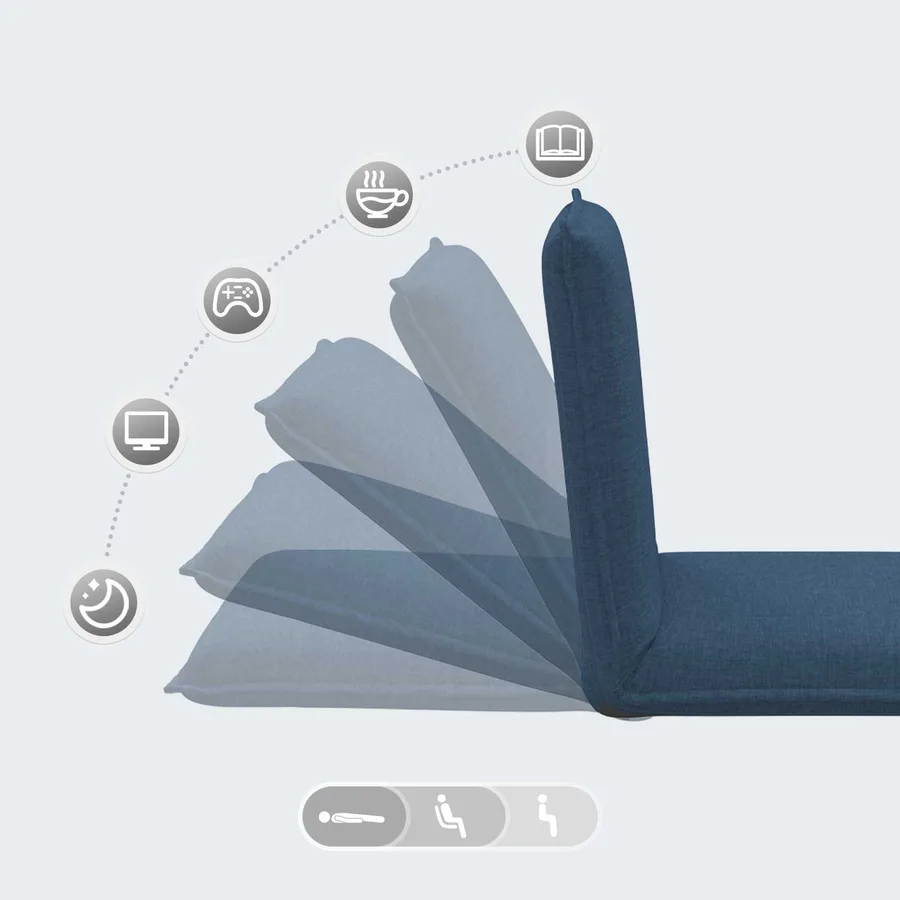 Fauteuil de sol ajustable Bleu Tissu - 9