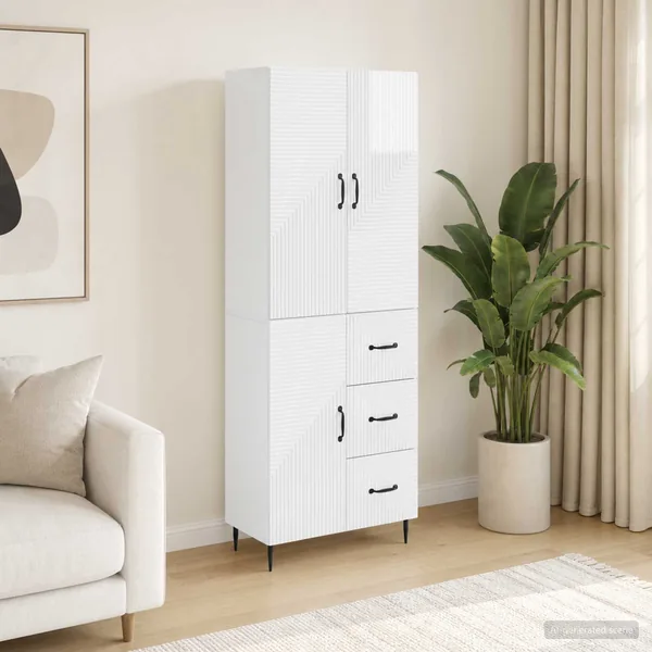 Ensemble de Meubles 2 pcs Blanc brillant 66 x 34,5 x 89,5 cm
