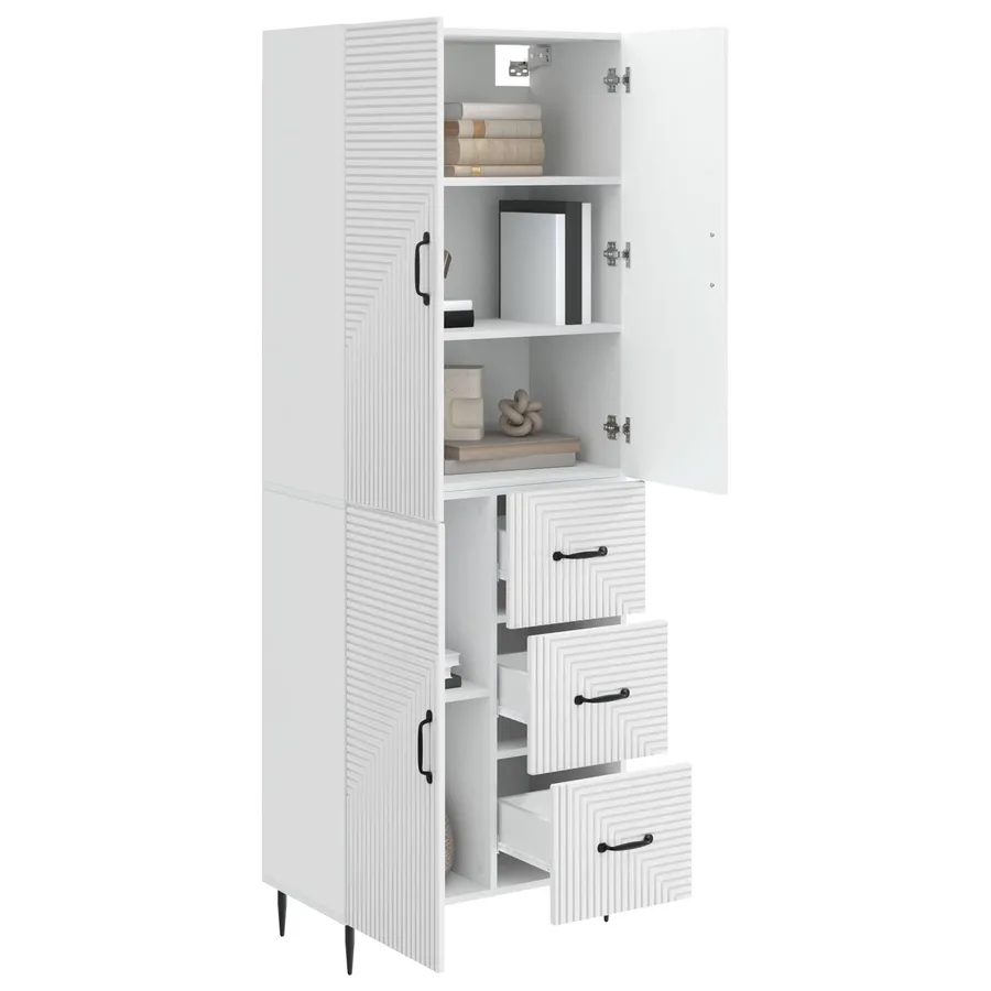 Ensemble de Meubles 2 pcs Blanc brillant 66 x 34,5 x 89,5 cm - 3