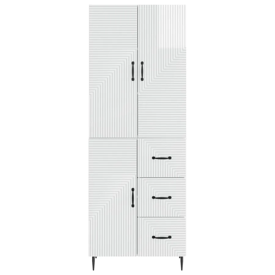 Ensemble de Meubles 2 pcs Blanc brillant 66 x 34,5 x 89,5 cm - 5