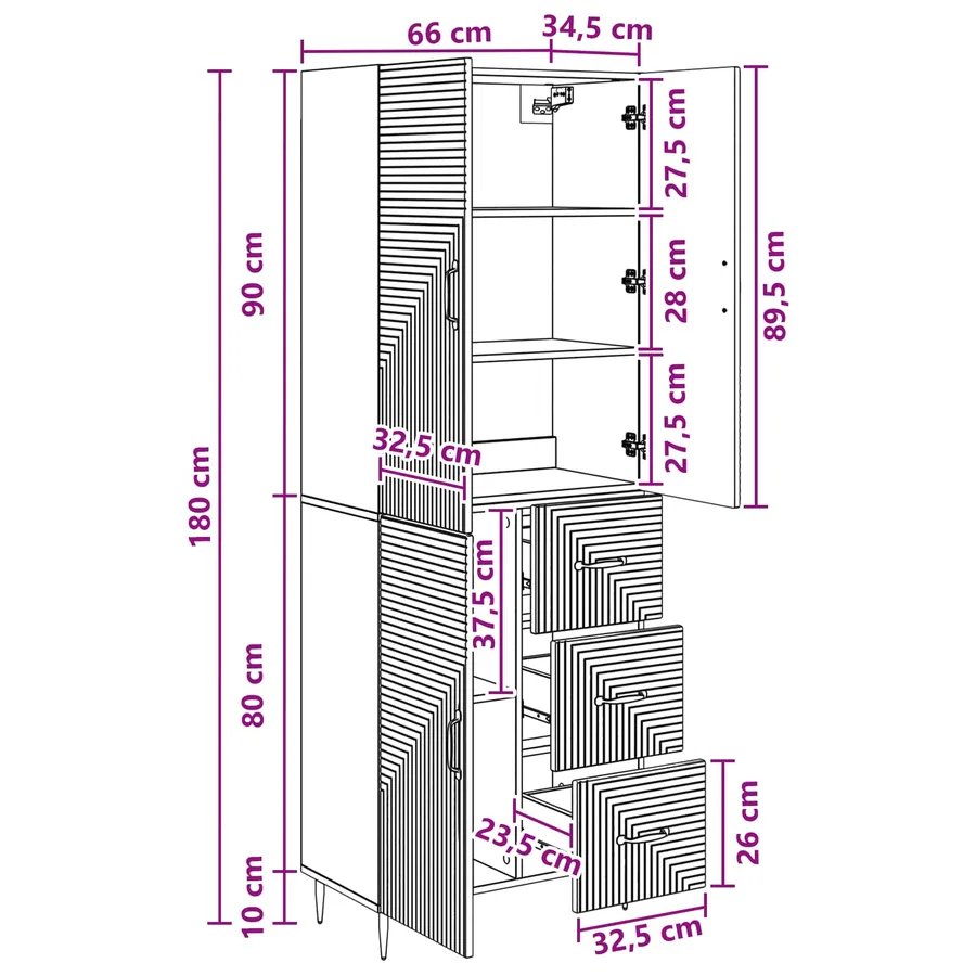 Ensemble de Meubles 2 pcs Blanc brillant 66 x 34,5 x 89,5 cm - 8