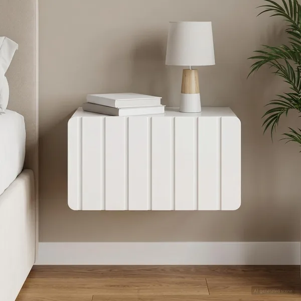 Cabinet de chevet mural Blanc brillant 49 x 34,5 x 24 cm