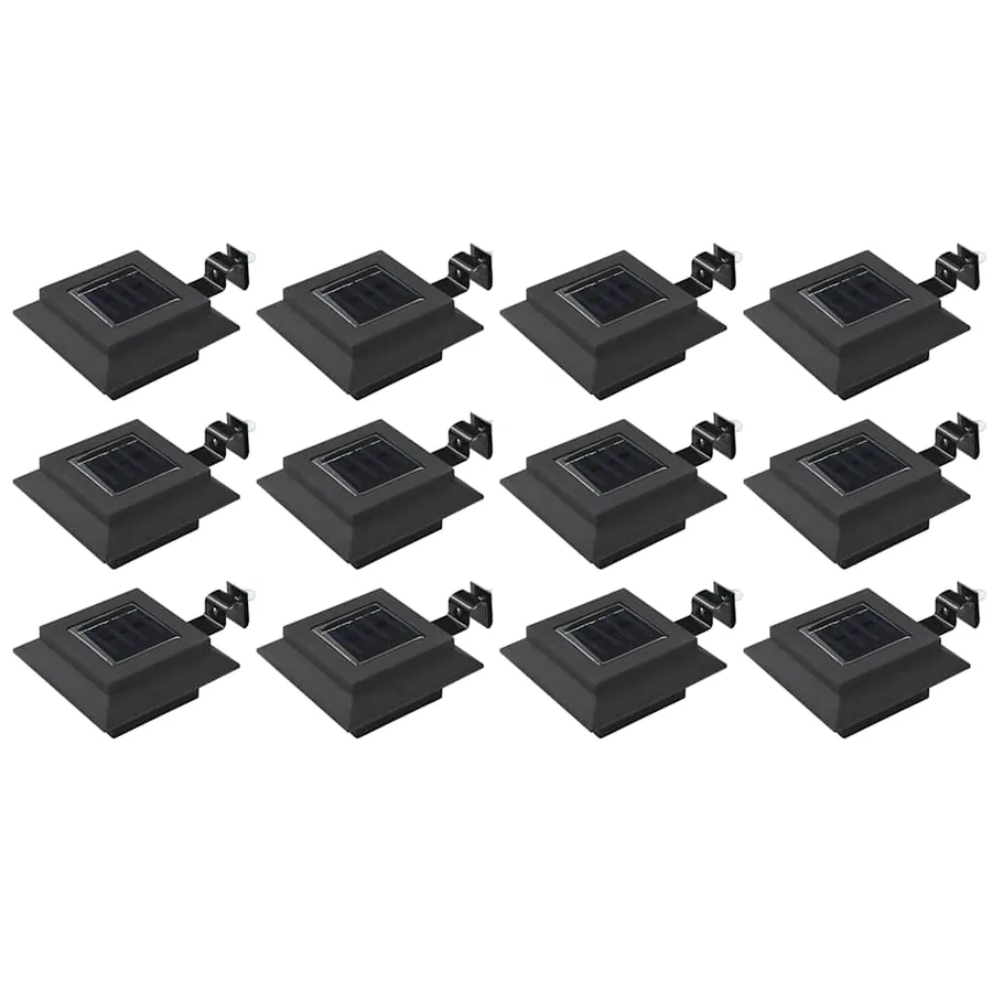 Square outdoor solar LED lights 12 pcs 12 cm black