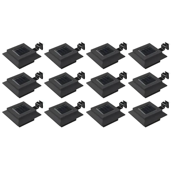 Square outdoor solar LED lights 12 pcs 12 cm black