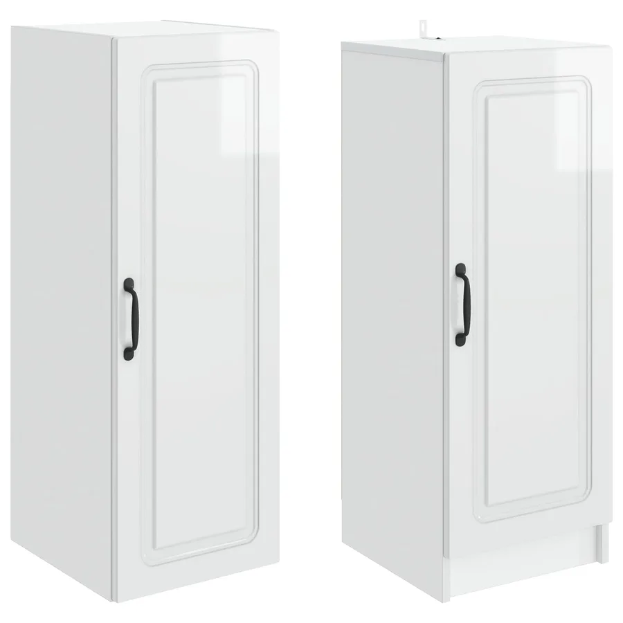 Ensemble de Meubles 2 pcs Blanc brillant Bois d'ingénierie - 4