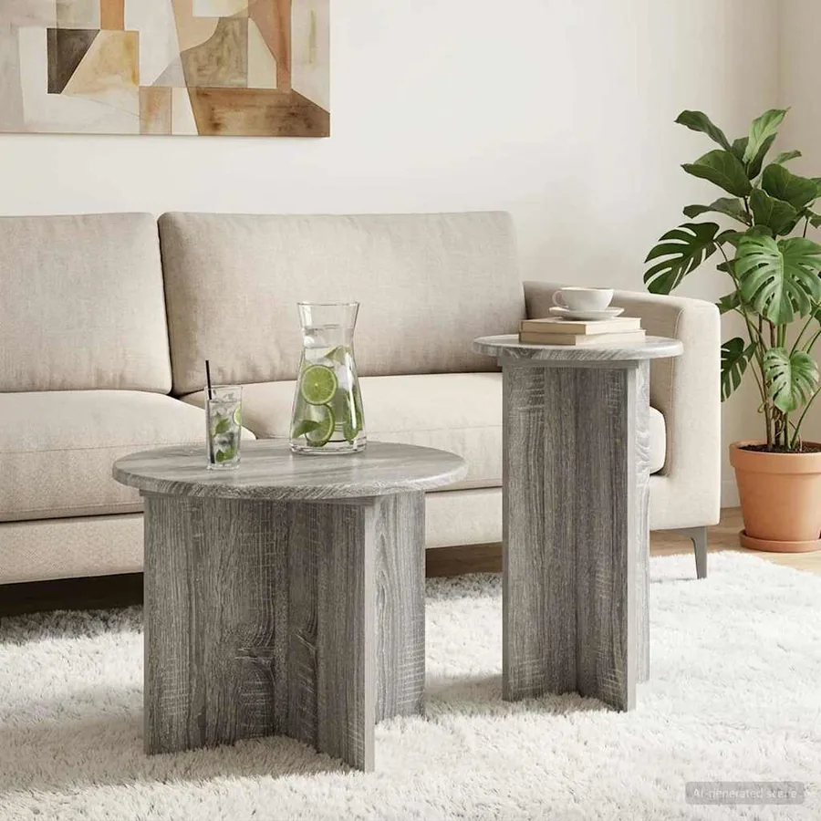 Ensemble de tables d'appoint avec stockage 2 pcs Sonoma gris