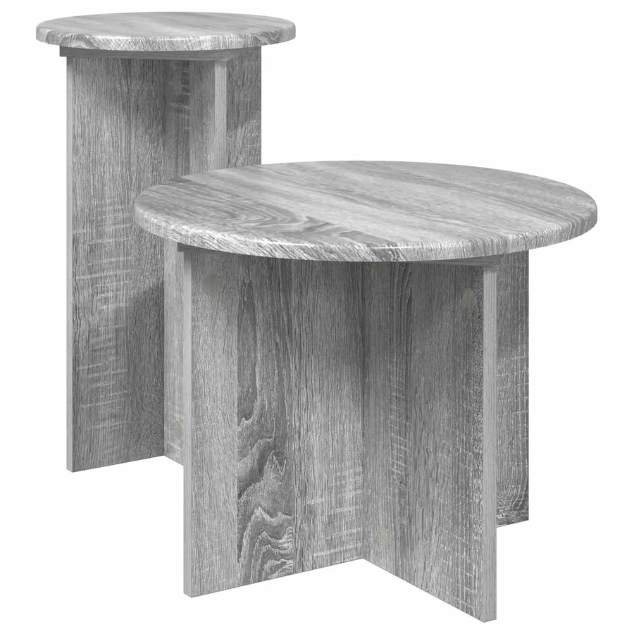 Ensemble de tables d'appoint avec stockage 2 pcs Sonoma gris - 2