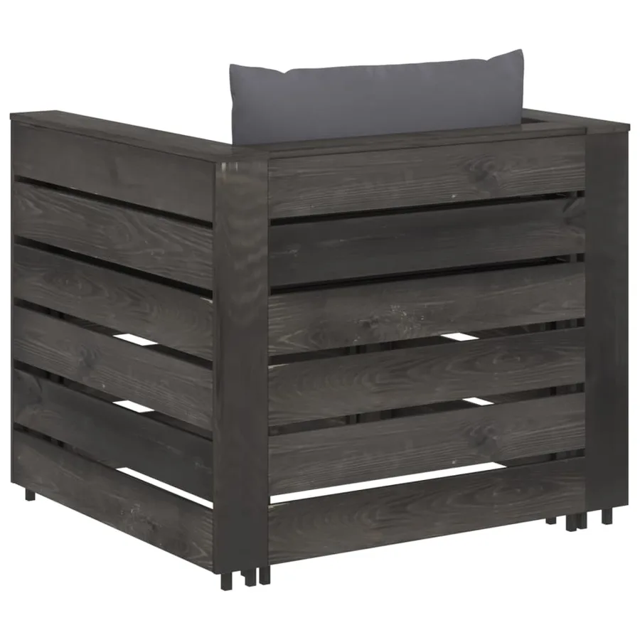 Salon de jardin 2 pcs avec coussins Bois imprégné de gris - 3