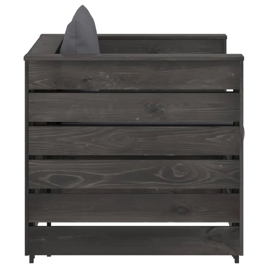 Salon de jardin 2 pcs avec coussins Bois imprégné de gris - 5