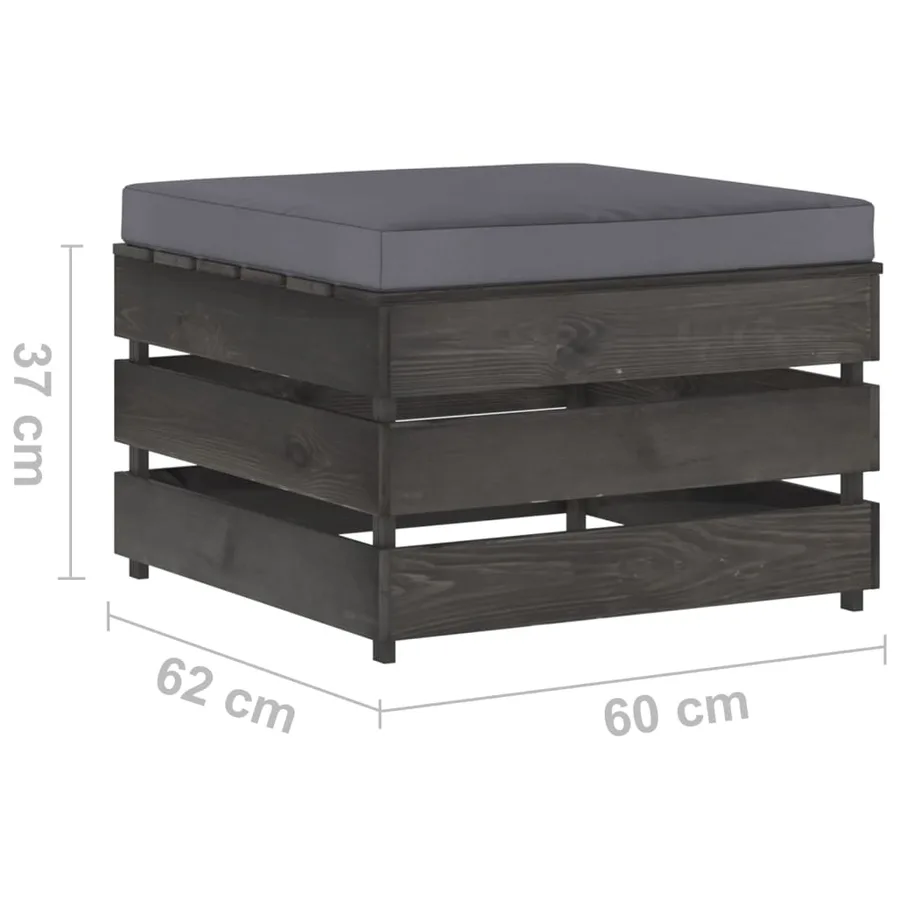 Salon de jardin 2 pcs avec coussins Bois imprégné de gris - 8