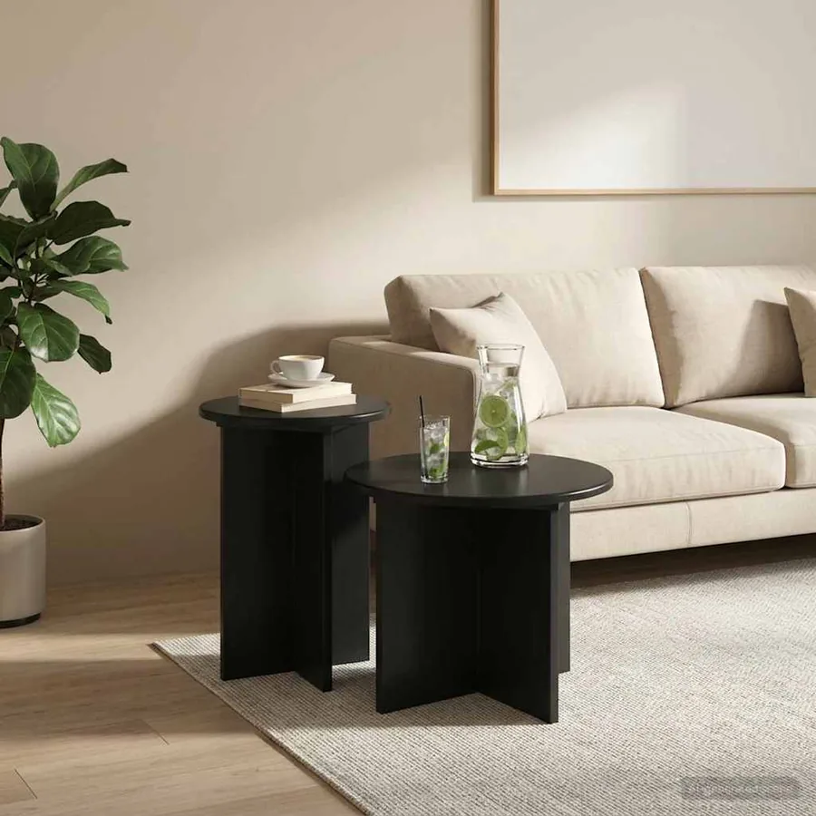 Ensemble de tables d'appoint 2 pcs Chêne noir Bois d'ingénierie