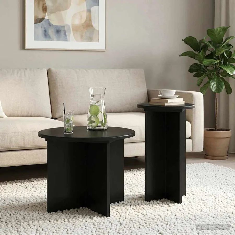 Ensemble de tables d'appoint 2 pcs Chêne noir Bois d'ingénierie - 4