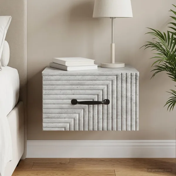Cabinet de chevet mural Gris béton 34,5 x 33 x 20 cm