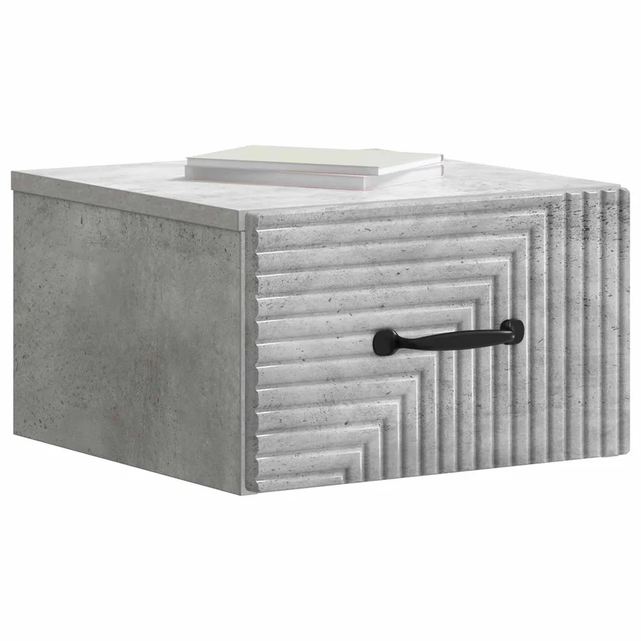 Cabinet de chevet mural Gris béton 34,5 x 33 x 20 cm - 3