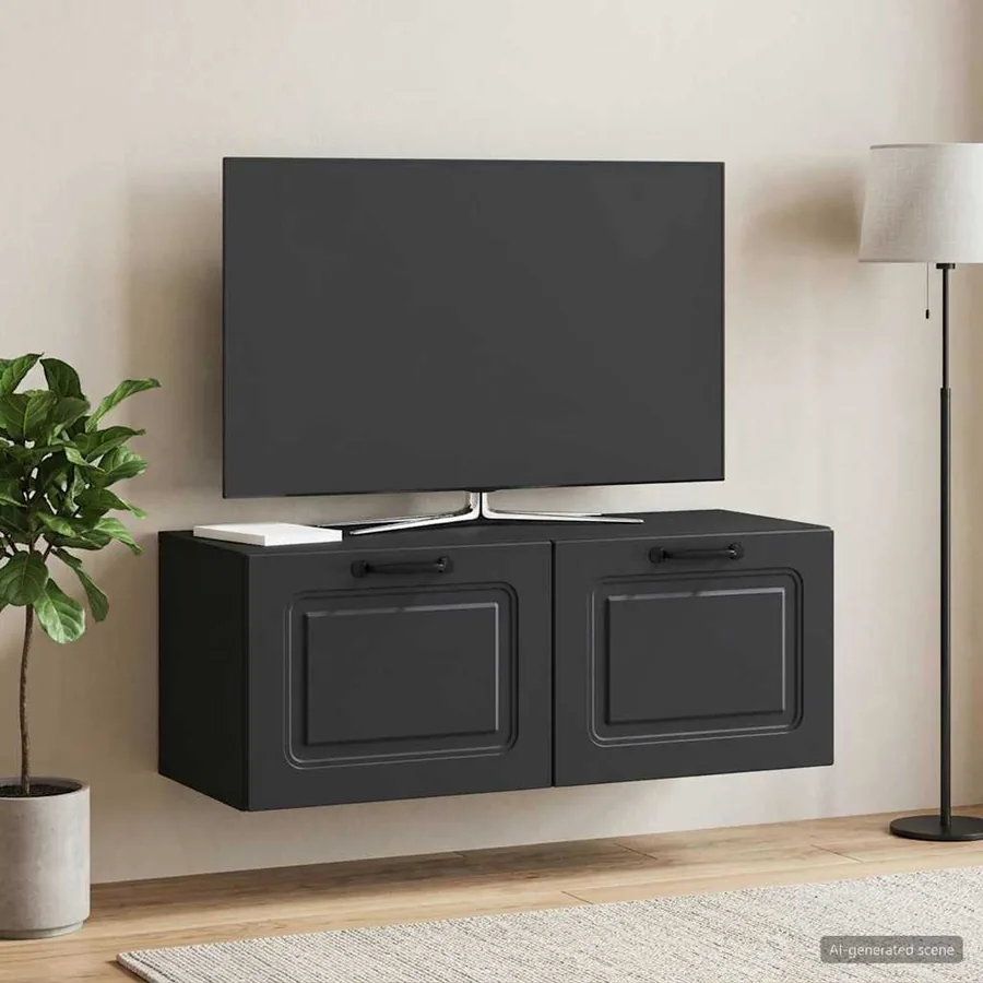 Meuble TV mural Noir 78,5 x 31 x 30 cm Bois d'ingénierie
