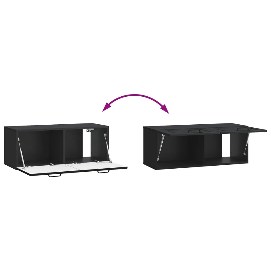 Meuble TV mural Noir 78,5 x 31 x 30 cm Bois d'ingénierie - 10