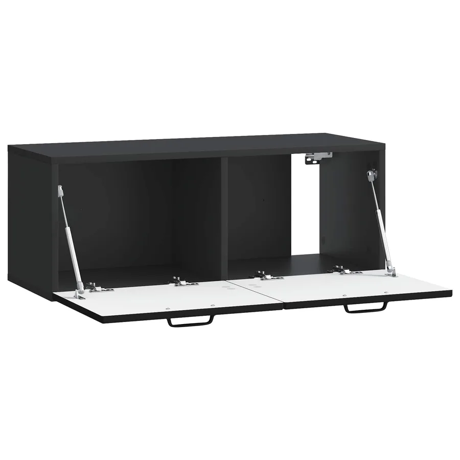 Meuble TV mural Noir 78,5 x 31 x 30 cm Bois d'ingénierie - 5