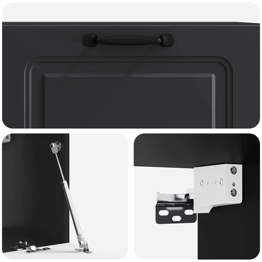 Meuble TV mural Noir 78,5 x 31 x 30 cm Bois d'ingénierie - 9