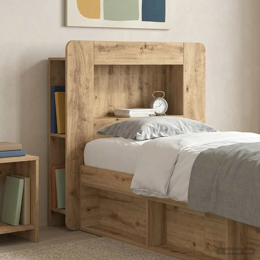 Cabinet de Tête de Lit Chêne artisanal 80 cm Bois d’ingénierie