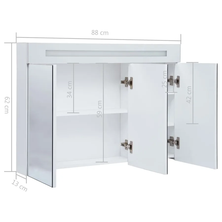 Armoire de salle de bain à miroir LED 88x13x62 cm - 8