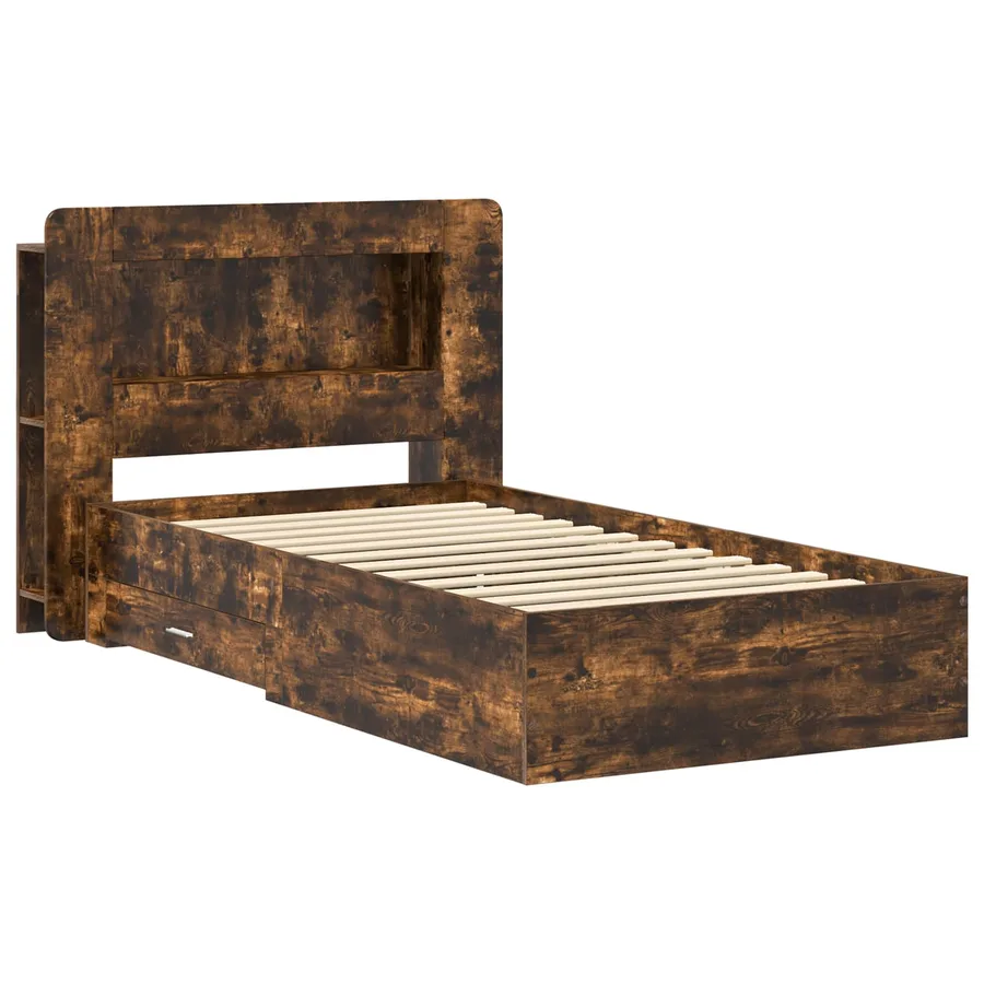 Cadre de lit avec rangement Chêne fumé 75 x 190 cm - 2
