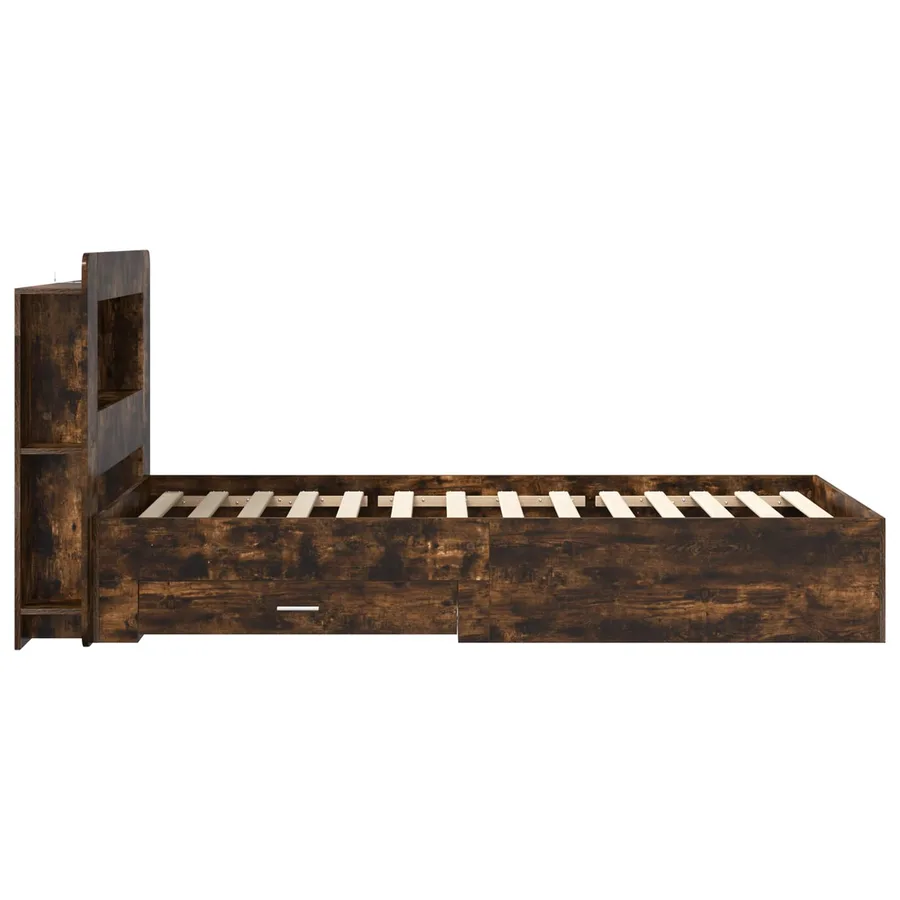 Cadre de lit avec rangement Chêne fumé 75 x 190 cm - 4