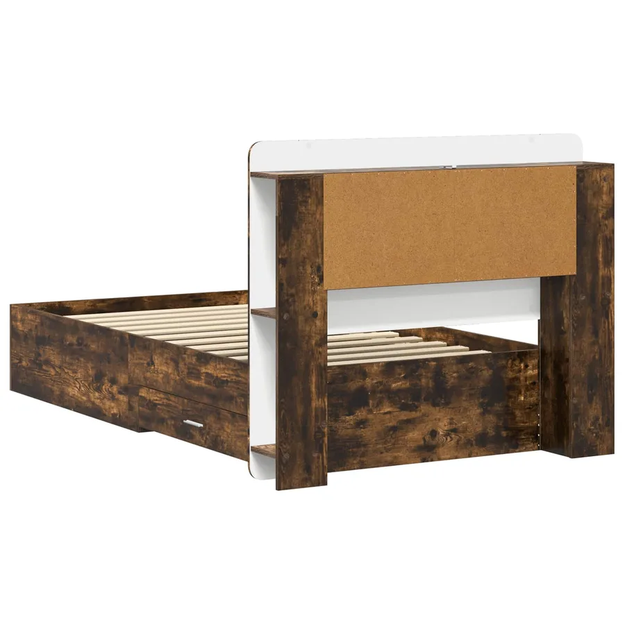 Cadre de lit avec rangement Chêne fumé 75 x 190 cm - 5