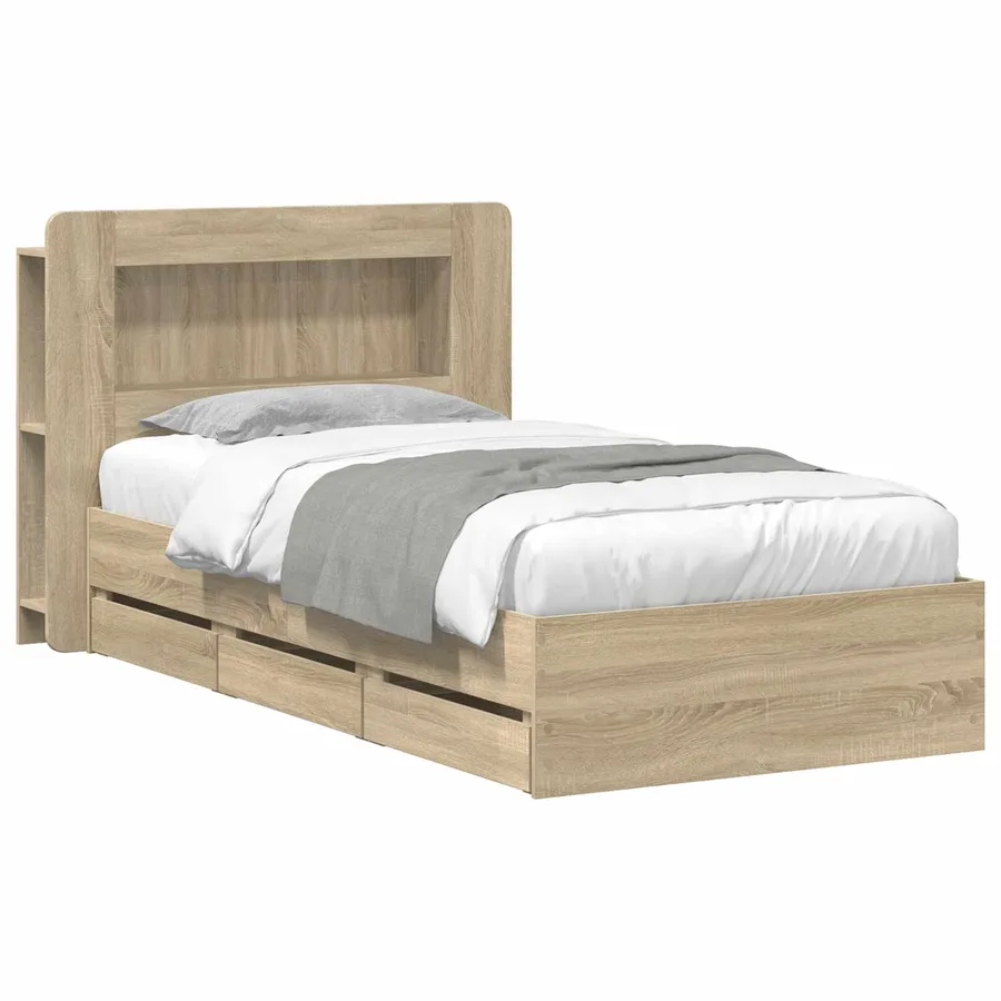 Cadre de lit avec rangement Chêne Sonoma 75 x 190 cm - 2