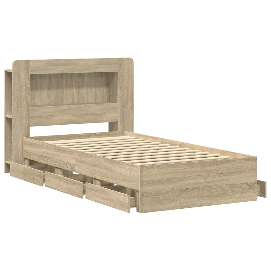 Cadre de lit avec rangement Chêne Sonoma 75 x 190 cm - 4