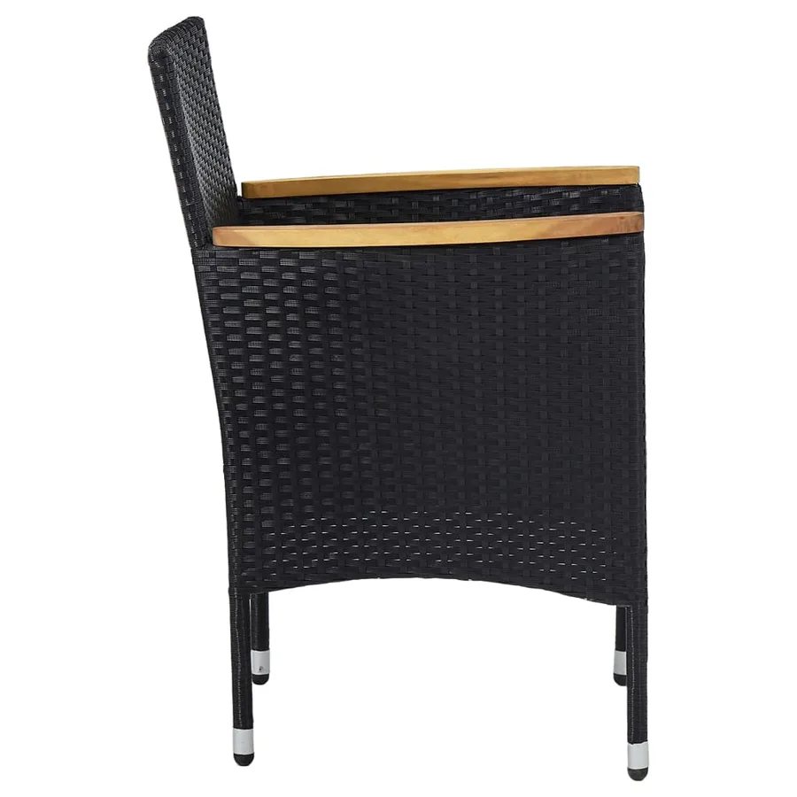 Ensemble à manger de jardin 5 pcs Noir Résine tressée et acacia - 8