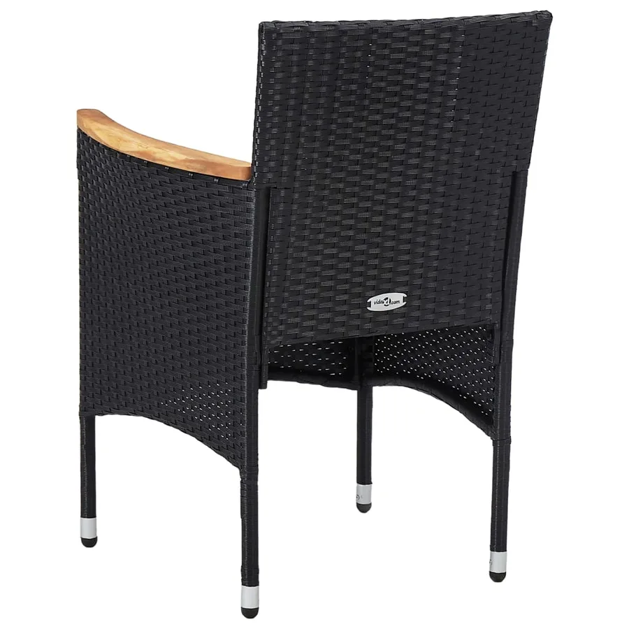 Ensemble à manger de jardin 5 pcs Noir Résine tressée et acacia - 9