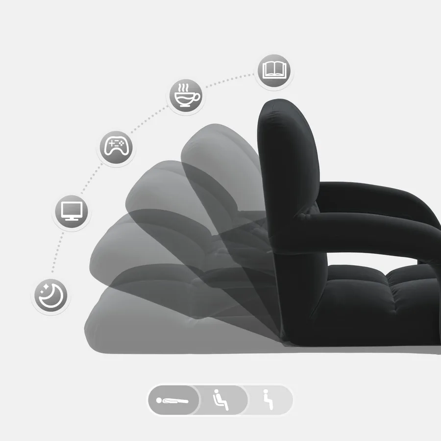 Fauteuil de sol ajustable Noir Velours - 9