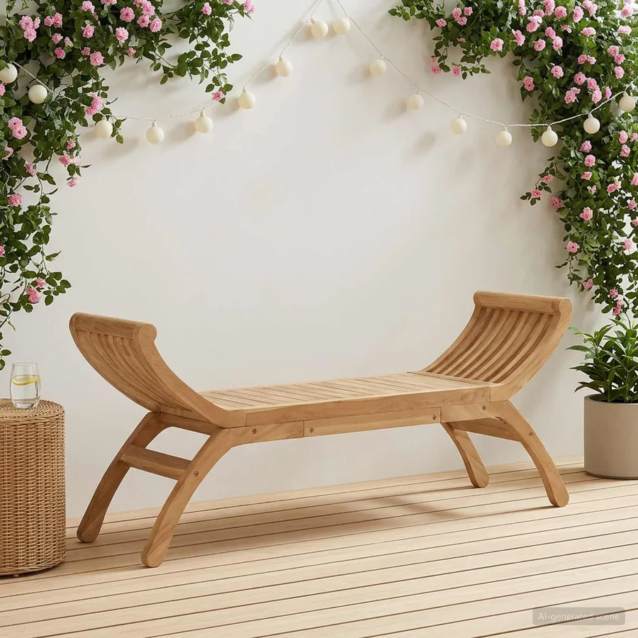 Banc de jardin 2 -Seater 126 cm Bois de teck massif Naturel