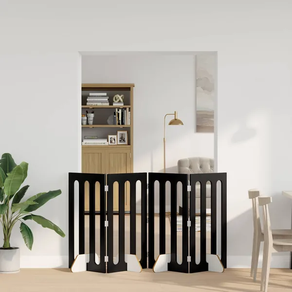Clôture pliable pour animaux 4 pcs Chêne Noir 201 x 38 x 90 cm