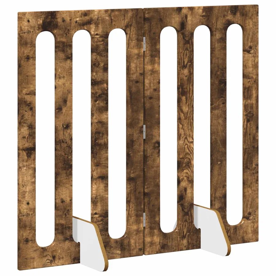 Clôture pliable pour animaux 2 pcs Chêne Fumé Bois d’ingénierie - 3